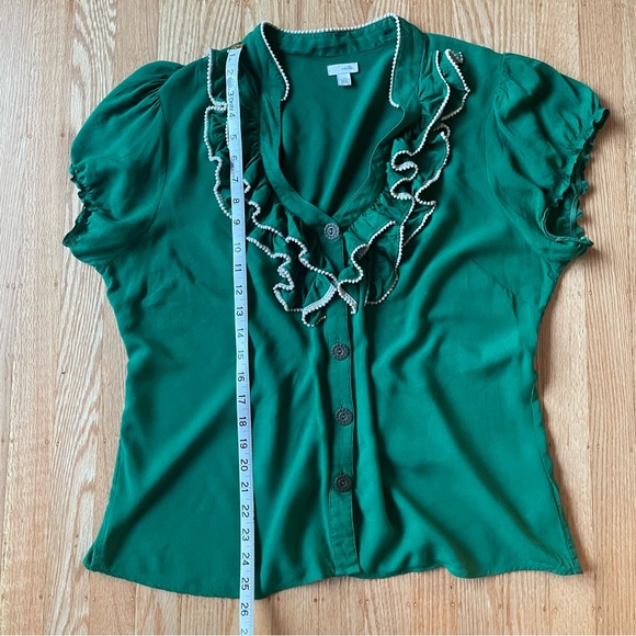 Anthropologie Odille green ruffle blouse size 14 - Picture 12 of 12